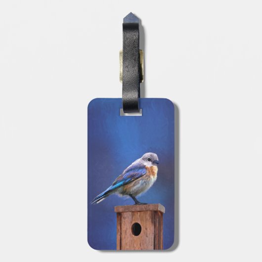 Étiquette À Bagage Peinture pour oiseaux bleus (femelle) - Art origin (Dos Vertical)
