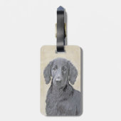 Étiquette À Bagage Peinture Retriever à revêtement plat - Art Chien o (Dos Vertical)