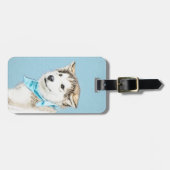 Étiquette À Bagage Peinture Sibérienne Husky Puppy - Art Chien origin (Devant horizontal)