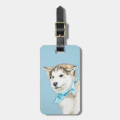 Étiquette À Bagage Peinture Sibérienne Husky Puppy - Art Chien origin (Devant Vertical)