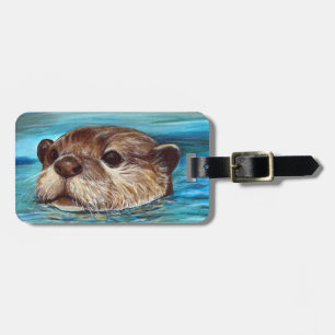 Étiquette À Bagage Peinture sur la loutre de rivière