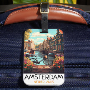 Étiquette À Bagage Peinture vintage Amsterdam Pays-Bas