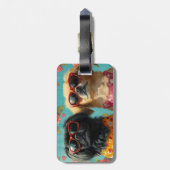 Étiquette À Bagage Pekingese avec coeur Roses Saint-Valentin (Dos Vertical)