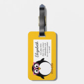 Étiquette À Bagage Penguin Hipster - Joli dessin en rose jaune (Dos Vertical)