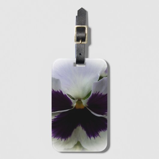 Étiquette À Bagage Pensée violette et blanche (Devant Vertical)
