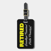 Étiquette À Bagage Pension de Hellow à la retraite (Sombre) (Devant Vertical)