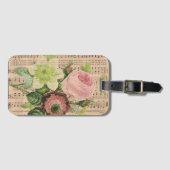 Étiquette À Bagage Peonies vintages et Partitions (Devant Horizontal)