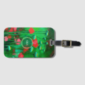 Étiquette À Bagage Pépites rouges et vertes, fleurs Modèles d'art flo (Devant Horizontal)