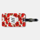 Étiquette À Bagage Pépites rouges Motif Floral & Monogramme (Dos horizontal)