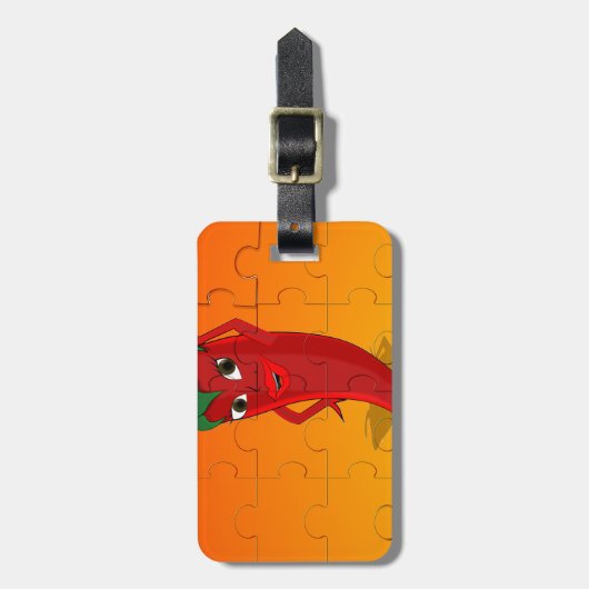 Étiquette À Bagage Pepper Rouge Diva Puzzle (Devant Vertical)