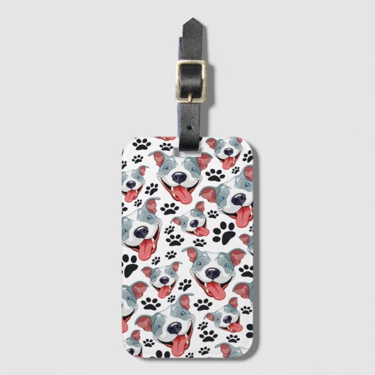 Étiquette À Bagage Peppy Pit Bull American Pitbull Pet Puppy Chien (Devant Vertical)