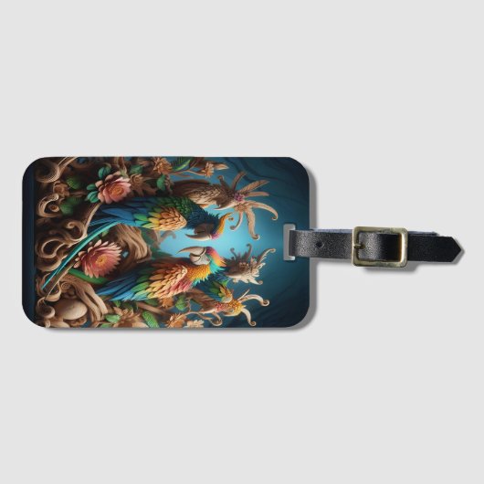 Étiquette À Bagage Percés de perroquets majestueux (Devant Horizontal)