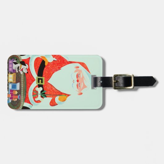 Étiquette À Bagage Père Noël avec le train (Devant horizontal)