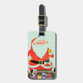Étiquette À Bagage Père Noël avec le train (Devant Vertical)