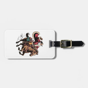 Étiquette À Bagage Père Noël cow-boy à cheval Noël