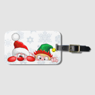 Étiquette À Bagage Père Noël et Elfe Personnages mignons et drôles qu