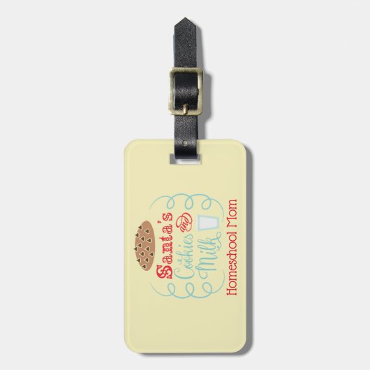 Étiquette À Bagage Père Noël Lait et biscuits Mère d'école familiale (Devant Vertical)