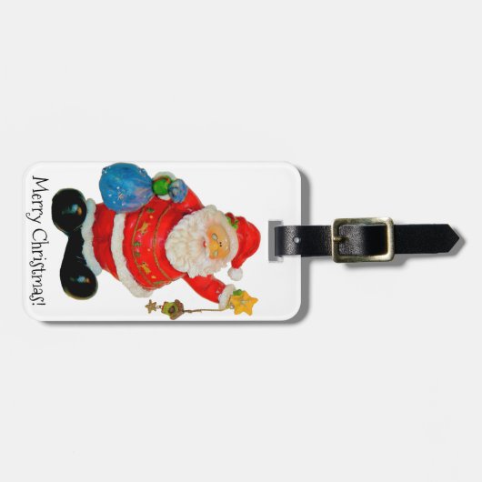 Étiquette À Bagage Père Noël Père Noël avec sac et étoile (Devant horizontal)