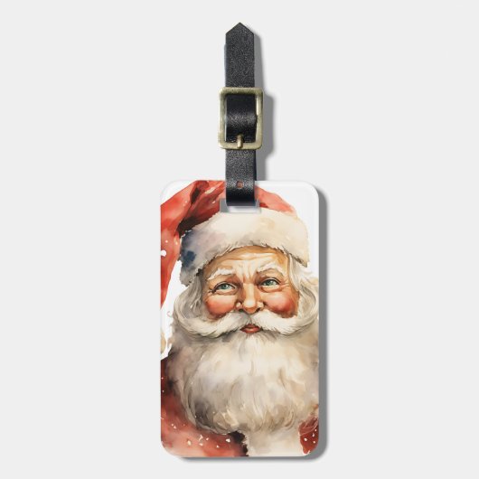 Étiquette À Bagage Père Noël rétro (Devant Vertical)