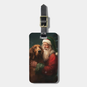 Étiquette À Bagage Père Noël Setter Rouge Irlandais Noël Festif