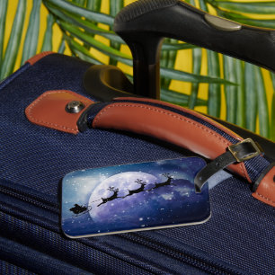 Étiquette À Bagage Père Noël Sleigh   Imaginaire Galaxy Christmas Nig