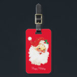 Étiquette À Bagage Père Noël Vintage sur Rouge<br><div class="desc">Vintage Noël Santa Claus sur le rouge étiquette de valise. Tous les textes prêts à être personnalisés.</div>