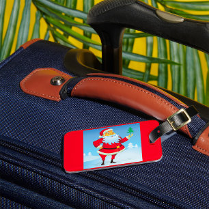 Étiquette À Bagage Père Noël Whimsical avec Mini Arbre de Noël