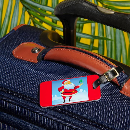 Étiquette À Bagage Père Noël Whimsical avec Mini Arbre de Noël