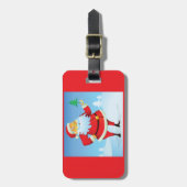 Étiquette À Bagage Père Noël Whimsical avec Mini Arbre de Noël (Devant Vertical)