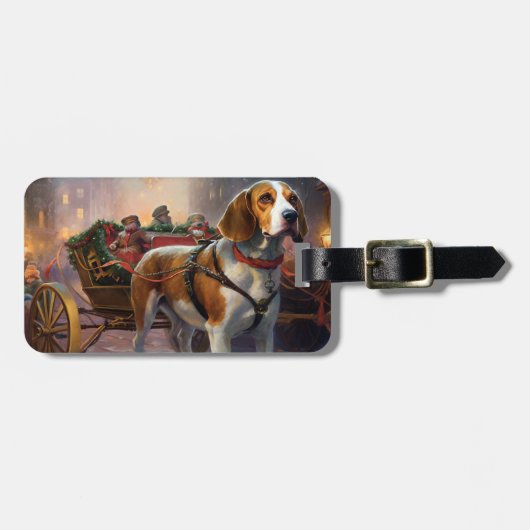Étiquette À Bagage Période de fêtes de Noël Beagle (Devant horizontal)