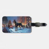 Étiquette À Bagage Période festive de Noël Doberman (Dos horizontal)