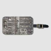 Étiquette À Bagage Perles d'argent glacé personnalisées (Devant Horizontal)