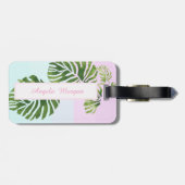 Étiquette À Bagage Perroquet, Feuilles de palme, Monogramme de Caudat (Dos horizontal)