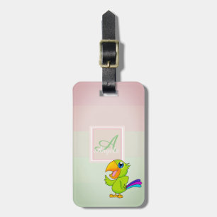 Étiquette À Bagage Perroquet ombré rayé Monogramme-personnalisé