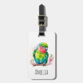 Étiquette À Bagage Perroquet vert - Bébé mignon oiseau (Devant Vertical)