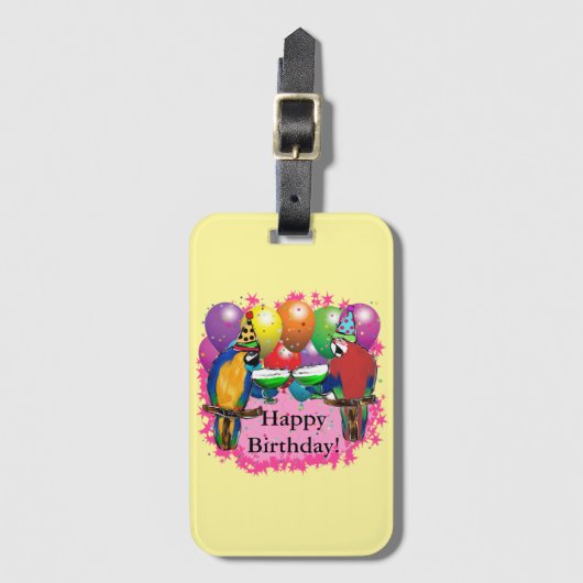 ÉTIQUETTE À BAGAGE PERROQUETS D'ANNIVERSAIRE (Devant Vertical)