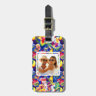 Étiquette À Bagage Perroquets faits sur commande d'aquarelle de photo