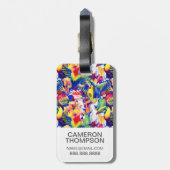 Étiquette À Bagage Perroquets faits sur commande d'aquarelle de photo (Dos Vertical)