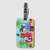 Étiquette À Bagage Perroquets Pirates Trésor Love Cartoon (Devant Vertical)