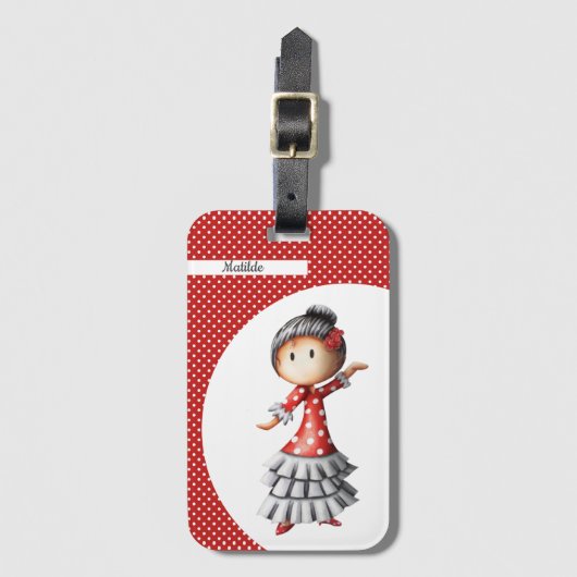 Étiquette À Bagage Personalisé Sevillana Flamenco Danseuse Espagnol (Devant Vertical)