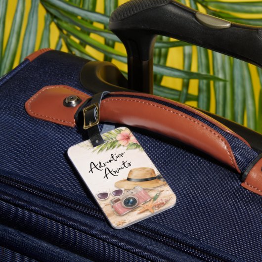 Étiquette À Bagage Personalized Adventure Awaits Tropical Floral (Insitu Rectoal 1)