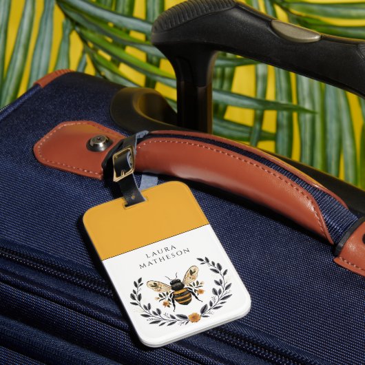 Étiquette À Bagage Personalized Bee Floral Laurel (Insitu Rectoal 1)
