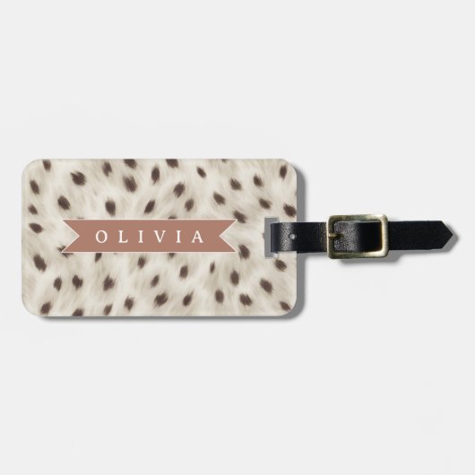 Étiquette À Bagage Personalized Chic Neutral Leopard Animal Print (Devant horizontal)