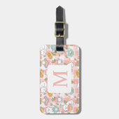 Étiquette À Bagage Personalized Letter Tea Bookish Cat Traveler Pink (Devant Vertical)