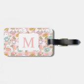 Étiquette À Bagage Personalized Letter Tea Bookish Cat Traveler Pink (Dos horizontal)