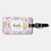 Étiquette À Bagage Personalized Magic Books Girl Purple Name (Devant horizontal)