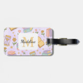 Étiquette À Bagage Personalized Magic Books Girl Purple Name (Dos horizontal)