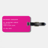 Étiquette À Bagage Personalized Monogram Initials Botanical Leaf Pink (Dos horizontal)