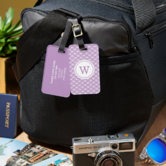 Étiquette À Bagage Personalized Monogram Purple Floral Pattern