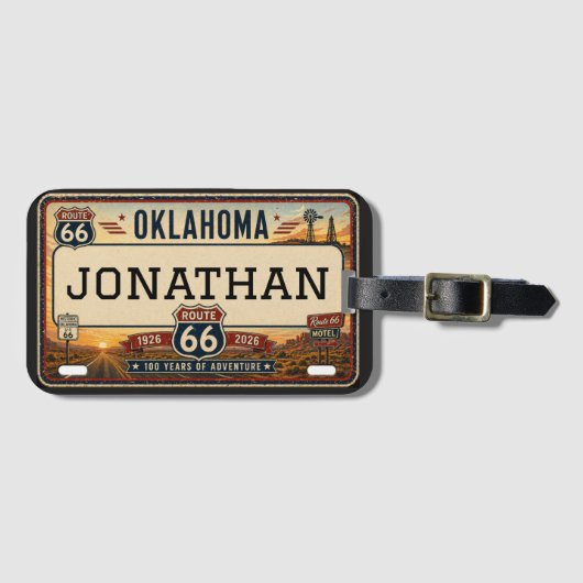 Étiquette À Bagage Personalized Oklahoma Route 66 Design (Devant Horizontal)
